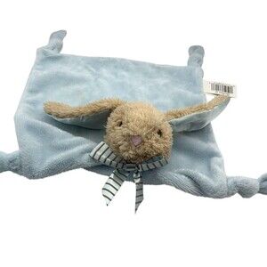 Dan Dee Bunny Blue Baby Security Blanket Knotted Rabbit 13" Rattle Plush Lovey